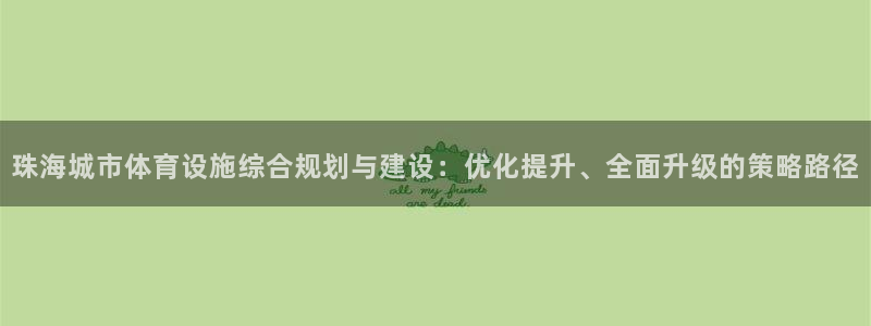 意昂体育4招商：珠海城市体育设施综合规划与建设：优化提升、全